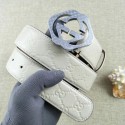 Luxury Replica Gucci 38mm Leather Belt GG57098 White HY15840vv50