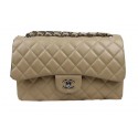 New Chanel Classic Flap Bag Apricot Original Leather CF1113 Silver HY1347Uf80