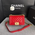 Quality Chanel Le Boy Flap Shoulder Bag Original Caviar Leather P67085 Cherry Gold Buckle HY23765Vu63