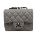 Replica AAA Chanel Classic MINI Flap Bag CF1115 Grey Cannage Pattern Silver HY8130of41
