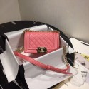 Replica Best Quality Boy Chanel Flap Shoulder Bag Original Leather Pink A67085 Gold HY17681Rf83