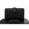 Replica Best Quality Chanel Matelasse Bi-Fold Wallet Original Cannage Pattern Leater CHA48667 Black HY1621Rf83