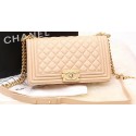 Replica Boy Chanel Flap Bag Original Apricot Pearl Sheepskin Leather A67086 Gold HY26144ED66