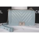 Replica Boy Chanel Flap Bag Original Chevron Sheepskin A67025 Light Blue HY5381cK54