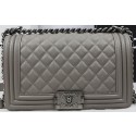 Replica Boy Chanel Flap Bag Original Grey Cannage Pattern A67025 Silver HY22341Sf59