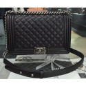 Replica Boy Chanel Flap Bags Original Black Cannage Pattern A67088 Silver HY16611Ac56