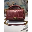 Replica Boy Chanel Flap Shoulder Bag original Snake leather 67086 red HY22177XB19