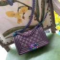 Replica Boy Chanel Flap Shoulder Bag Sheepskin Leather A67085 Purple HY26595Fi42