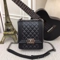 Replica boy chanel handbag Patent Calfskin & silver-Tone Metal AS0130 black HY14895iu55