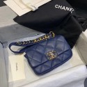 Replica Chanel 19 Bodypack Sheepskin Leather AS1163 dark blue HY23865HB48