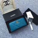 Replica CHANEL 19 sheepskin & Gold-Tone Metal Wallet AP1063 blue HY15647it96