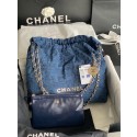 Replica CHANEL 22 HANDBAG Denim AS3262 blue&gold HY9504Ye83