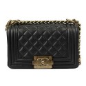 Replica Chanel Boy Flap Shoulder Bags Black Original Lambskin Leather A67085 Gold HY5513BJ25