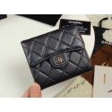 Replica Chanel Calfskin Leather wallet & Gold-Tone Metal A82288 black HY25200SV68