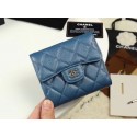 Replica Chanel Calfskin Leather wallet & Gold-Tone Metal A82288 blue HY10590CQ60