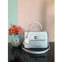 Replica Chanel CC original lambskin top handle flap bag A92236 white&Gold-Tone Metal HY14141cK54