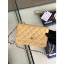 Replica Chanel classic wallet on chain Grained Calfskin & Silver-Tone Metal 33814 Pearlescent apricot HY5405iu55