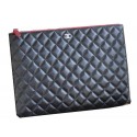 Replica Chanel Clutch Bag Black Sheepskin Leather A82044 Silver HY8900HB48