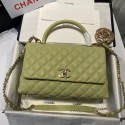 Replica Chanel coco flap bag with top handle A92991 Avocado Green HY15607XB19