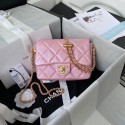 Replica Chanel Flap Shoulder Bag Grained Calfskin AS2855 pearl pink HY3592Xe44