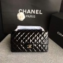 Replica Chanel Flap Shoulder Bags Black Original Patent Leather CF1112 Silver HY1001cK54