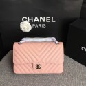 Replica Chanel Flap Shoulder Bags Pink Original Calfskin Leather CF1112 Silver HY22542XB19