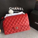 Replica Chanel Flap Shoulder Bags Red Original Calfskin Leather CF1113 Silver HY5778TN94