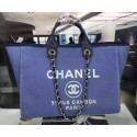 Replica Chanel Large Canvas Tote Shopping Bag A1679 Blue HY15222nB47