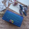 Replica Chanel Le Boy Flap Shoulder Bag Cannage Patterns F67086 Blue HY24907BB13