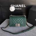 Replica Chanel Le Boy Flap Shoulder Bag Original Caviar Leather P67085 Blackish green silver Buckle HY3965Fi42