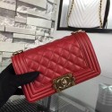 Replica Chanel Le Boy Flap Shoulder Bag Original Cavier Leather A67085 Red Gold Buckle HY17791cK54