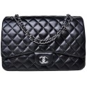 Replica Chanel Maxi Quilted Classic Flap Bag Black Sheepskin A58601 Silver HY10672BB13