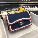 Replica CHANEL Mini Flap Bag Denim Braid & Silver-Tone Metal A69900 dark blue HY15966cK54