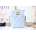 Replica Chanel mini Shoulder Bag Grained Calfskin AS2857 light blue HY14530iu55