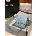 Replica Chanel mini Shoulder Bag Lambskin&Gold-Tone Metal AS3205 sky blue HY21305aG44