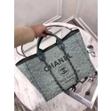 Replica Chanel Original Canvas Leather Tote Shopping Bag 92298 Green HY19579iF91