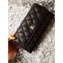 Replica Chanel Tri-Fold Wallet Cannage Pattern Leather A48656 Black HY13417XB19
