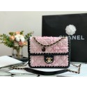 Replica CHANEL Tweed Braided Calfskin & Gold-Tone Metal AS6075 pink HY15066Kg43