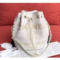 Replica CHANEL Tweed Calfskin drawstring bag & Gold-Tone Metal AS0455 white HY5960DY71