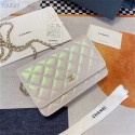 Replica Chanel WOC Original Sheepskin Leather Flap cross-body bag V33814 Pearlescent white Silver chain HY24298Ix66
