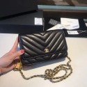 Replica Chanel WOC Original sheepskin Leather Flap Shoulder Bag D33814 black HY11586cK54