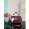 Replica Cheap Chanel CC original lambskin top handle flap bag A92236 Burgundy&Gold-Tone Metal HY1936QC68