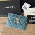 Replica Designer Chanel card holder Calfskin AP2737 blue HY25946Bb80
