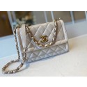 Replica Designer Chanel flap bag Calfskin & Gold-Tone Metal AS2055 white HY12076Bb80
