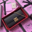 Replica Designer Gucci Padlock Continental Wallet Calfskin Leather 453506 Black HY6966Bb80