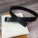 Replica Designer Louis Vuitton SPREME 40mm Black Epi Leather Belt M5897 Silver HY2951Bb80