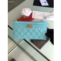 Replica Fashion Chanel boy chanel pouch Calfskin & Gold-Tone Metal A81254 sky blue HY12723HM85