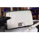 Replica Fashion Chanel Boy Flap Shoulder Bag White Original Calfskin Leather A8708 Silver HY17103HM85