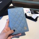 Replica Fashion Chanel Calfskin Leather & Gold-Tone Metal Wallet A80385 Light Blue HY24768HM85