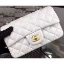 Replica Fashion Chanel Classic mini Flap Bag White Sheepskin Leather A67350 Gold HY6883HM85